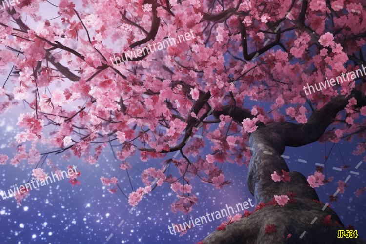 Tranh dán tường hoa anh đào-JP-534 - Tranh tường chất lượng cao